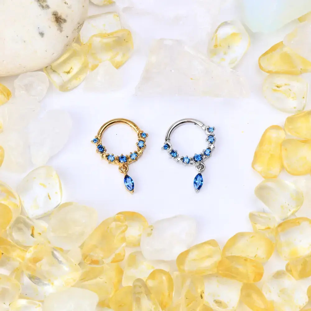 Millie Blue Sapphire Dangling Marquise Clicker