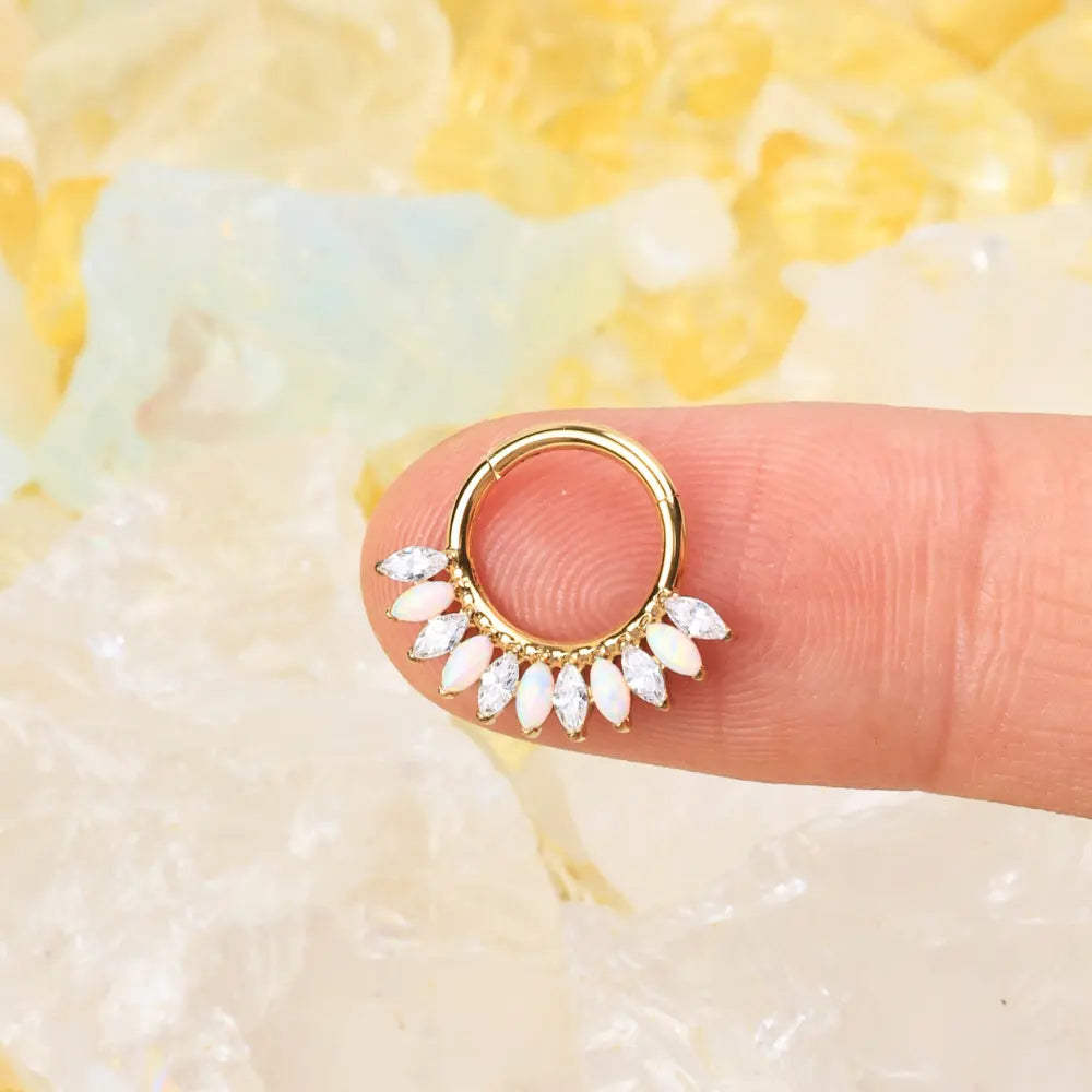 Titanium Eternity Clicker - Crystal & White Precious Opal