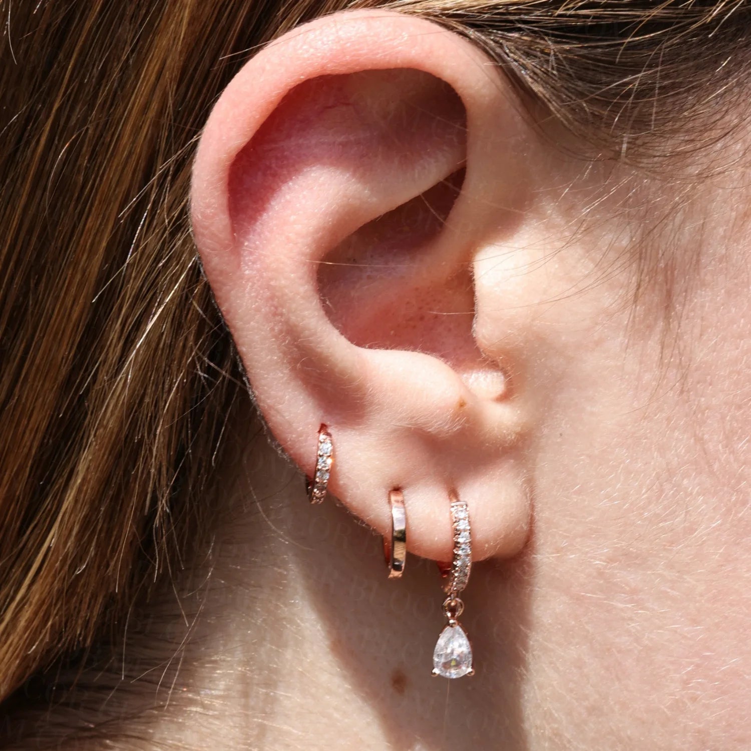 White Crystal Perry Waterdrop Hoop Earrings