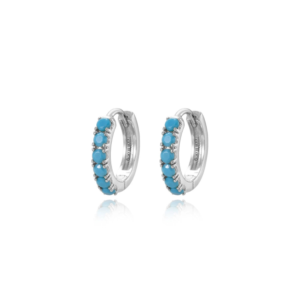 Hamera Pave Turquoise Hoop Earrings
