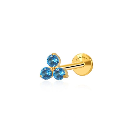 Titanium Mini London Blue Topaz Triangle Flat Back Stud