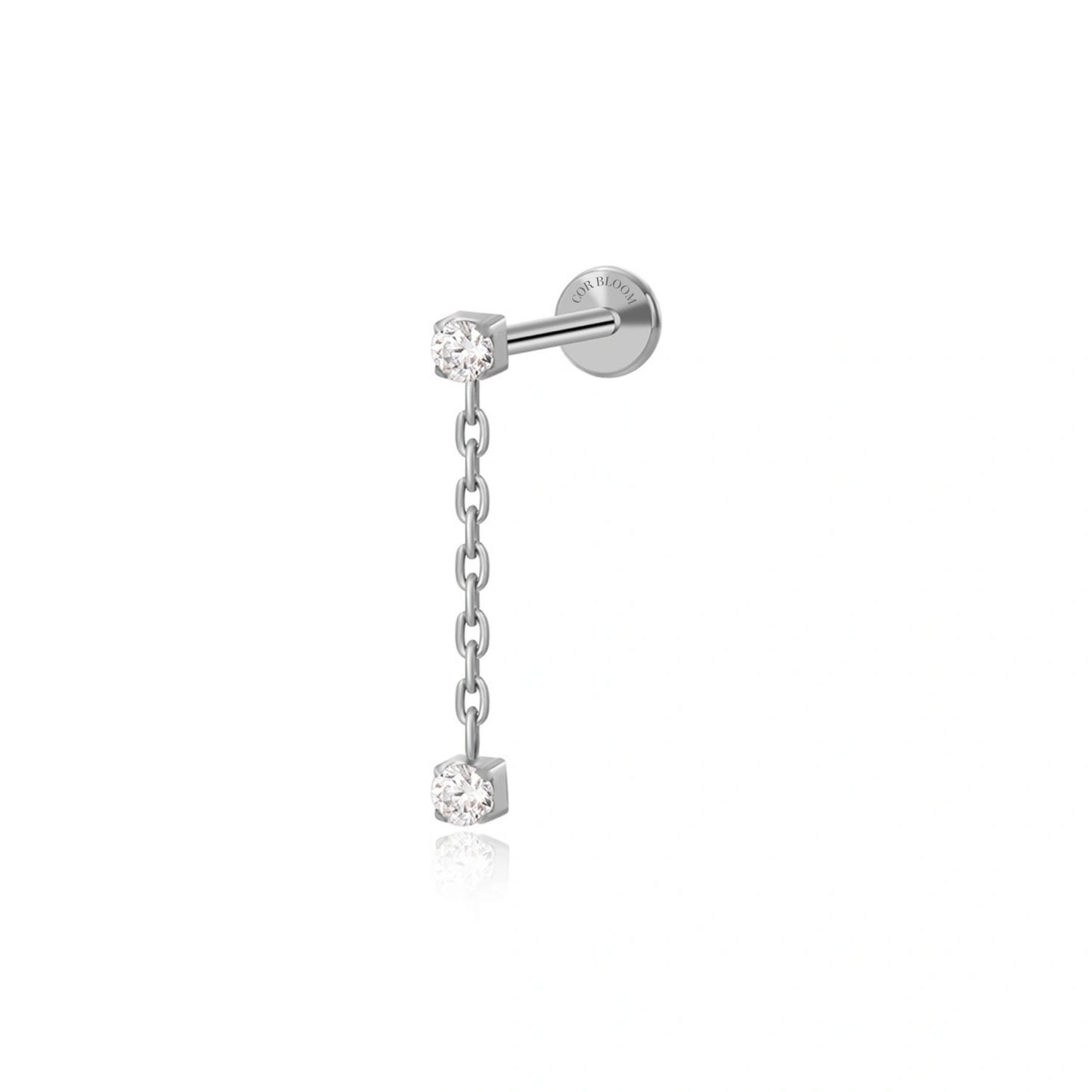 Titanium Daingling Duo CZ Piercing Stud