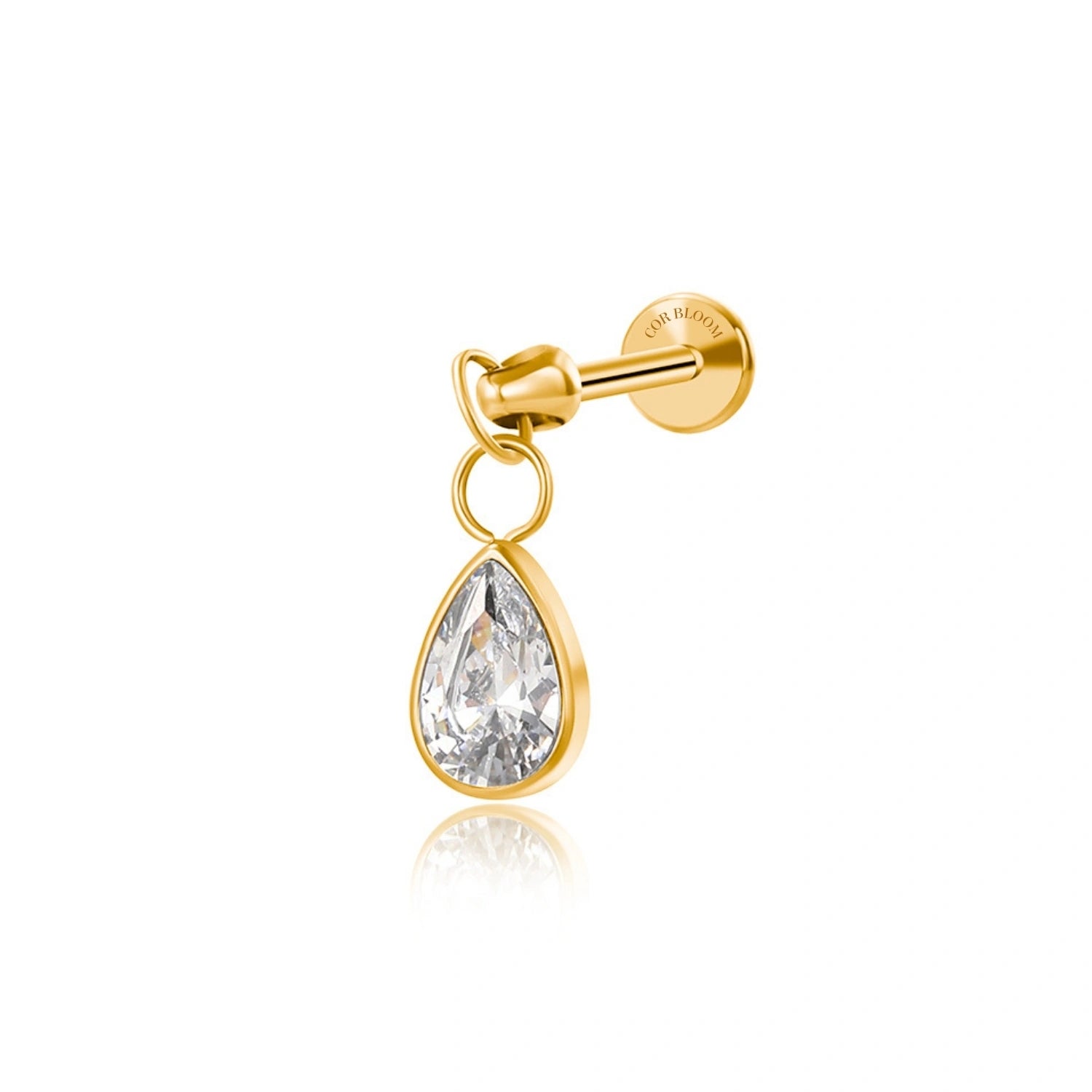 Titanium Crystal Waterdrop Flat Back Stud