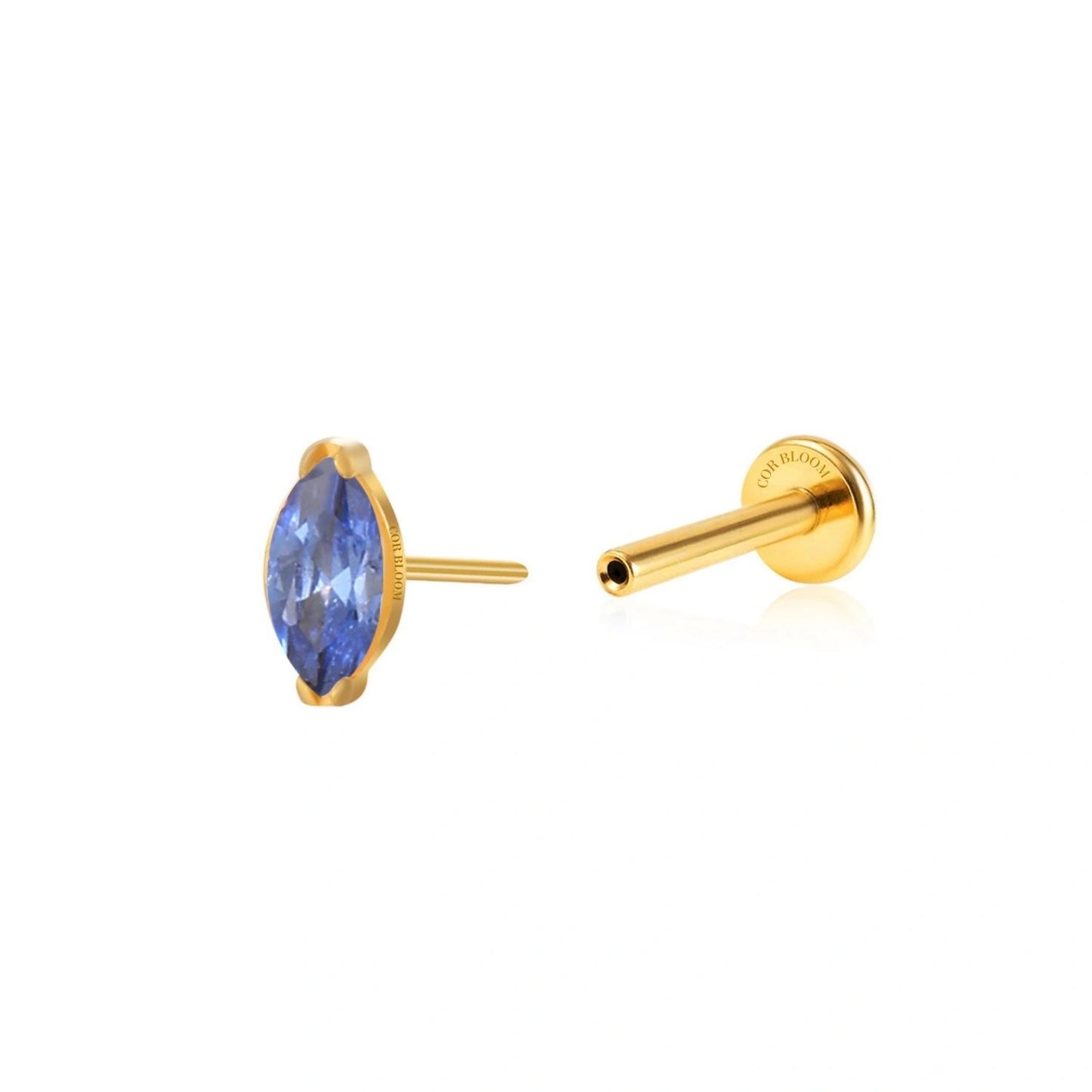 Titanium Tanzanite Marquise Flat Back Stud