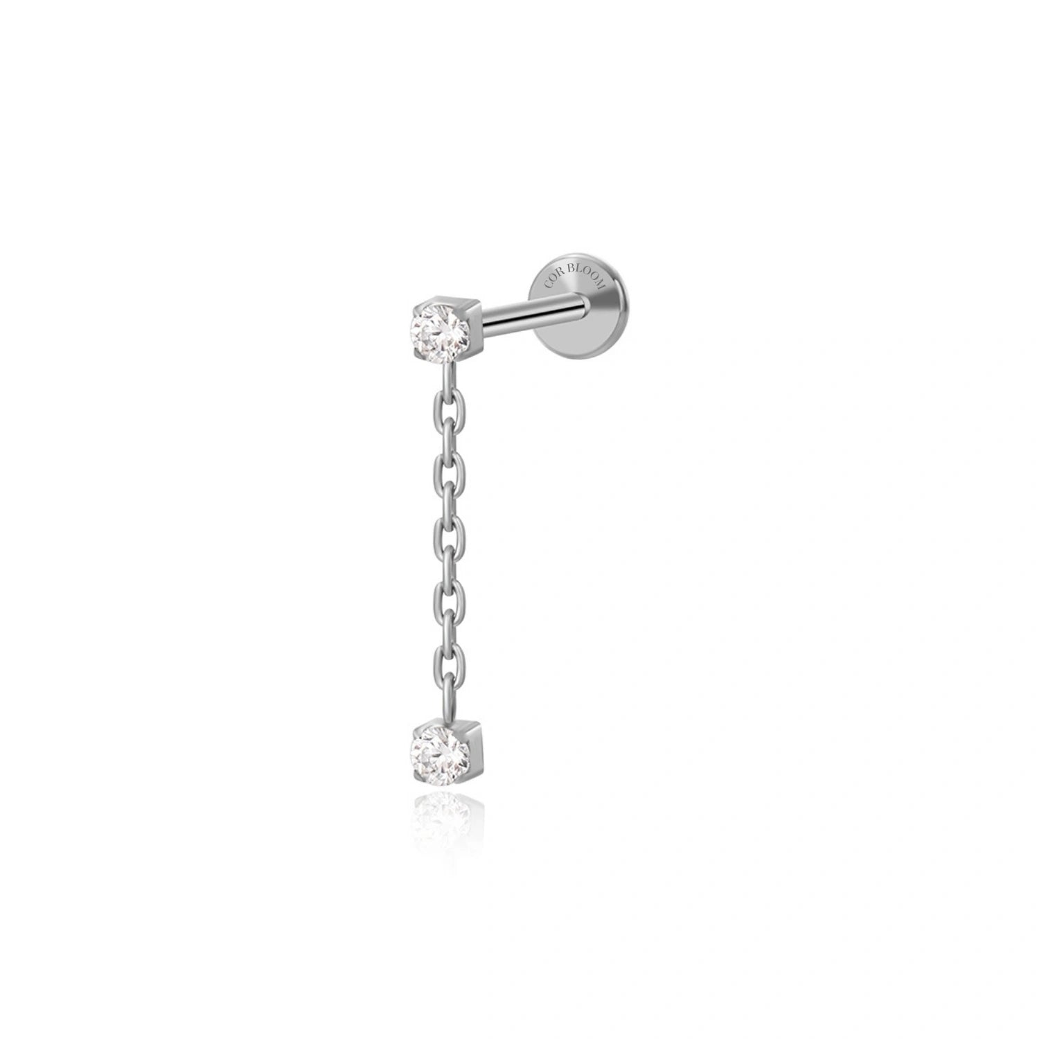 Titanium Isla Crystal Dangling Duo CZ Flat Back Stud