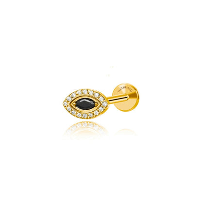 Titanium Black CZ Marquise Eye Piercing Stud