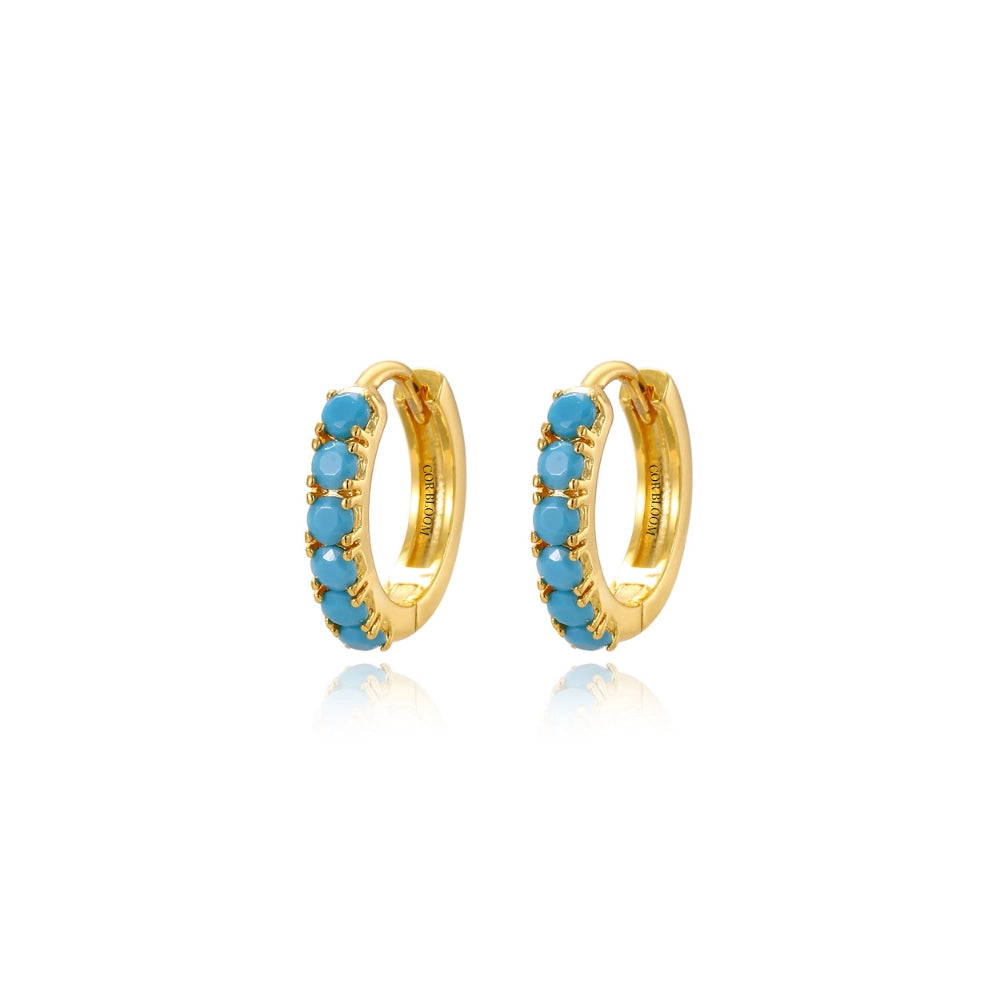 Hamera Pave Turquoise Hoop Earrings