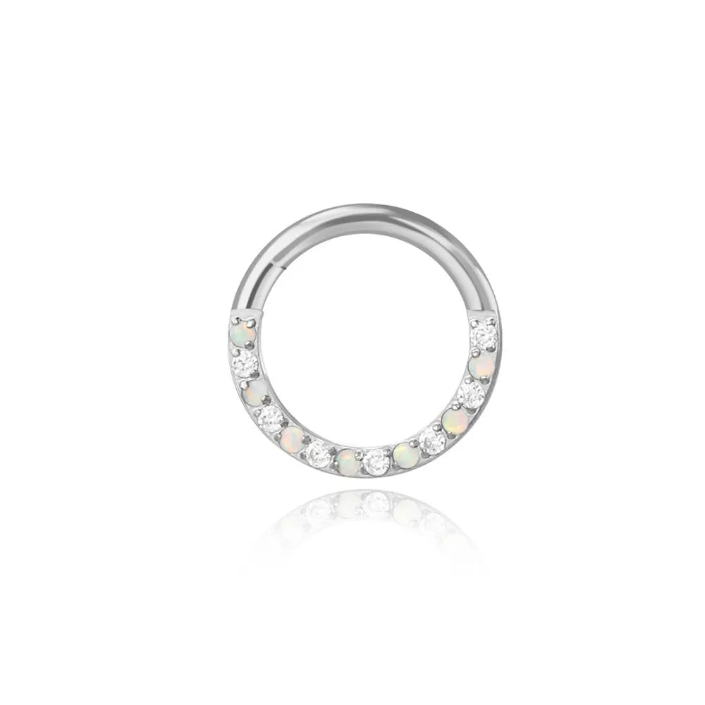 Titanium White Opal Cartilage Hoop & Septum Clicker