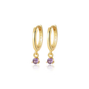 Elsa Amethyst Mini Bling Hoop Earrings