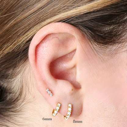 Titanium Mini Lyra Flat Back Stud - White Opal & Diamond