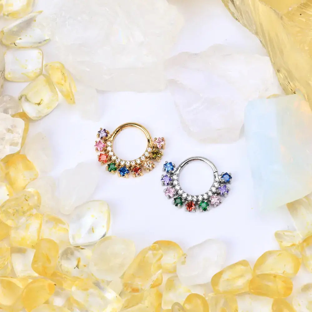 Phoenix Rainbow Square-Cut Gemstone Clicker