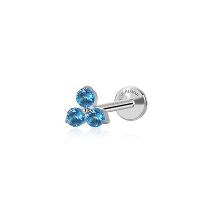 Titanium Mini London Blue Topaz Triangle Flat Back Stud