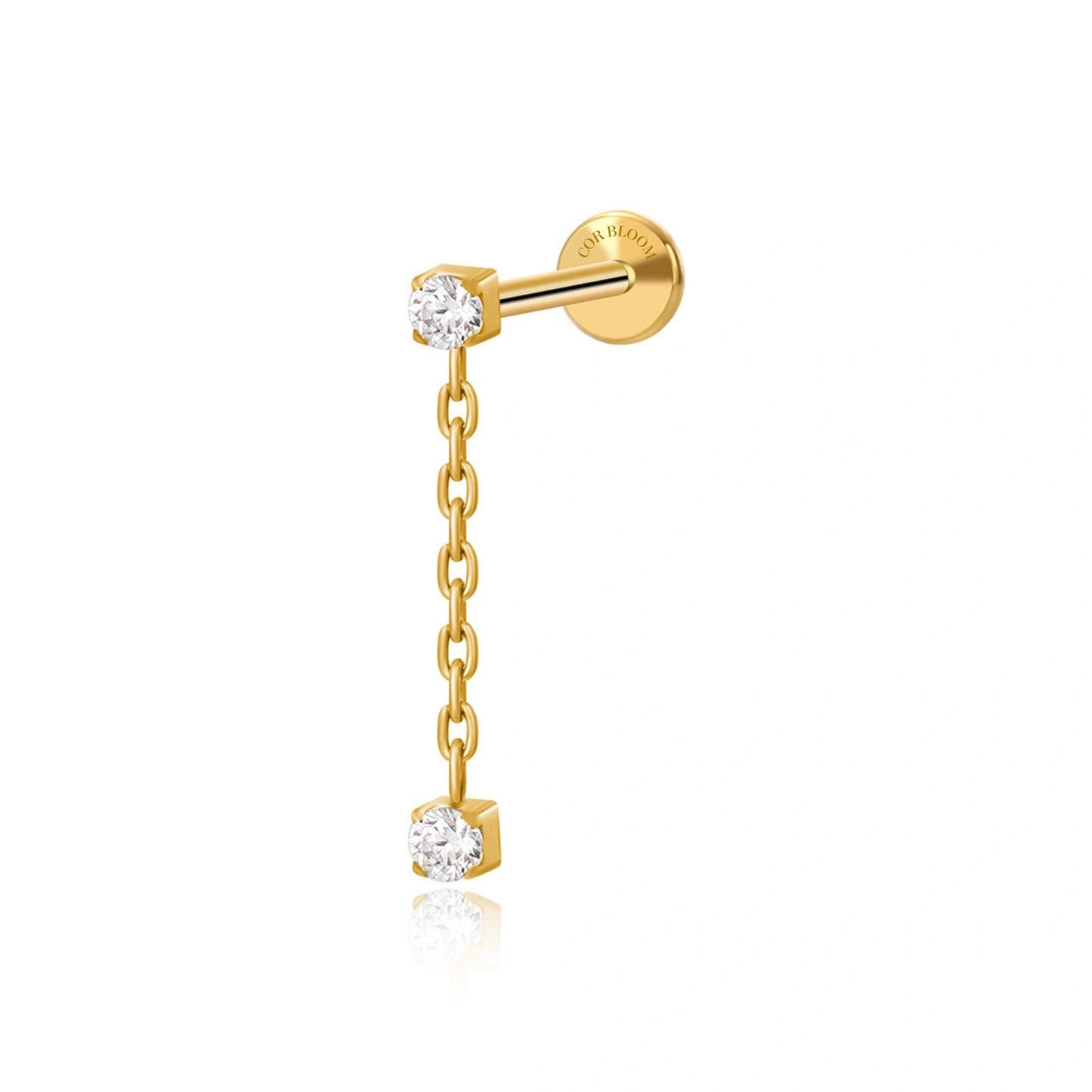 Titanium Daingling Duo CZ Piercing Stud