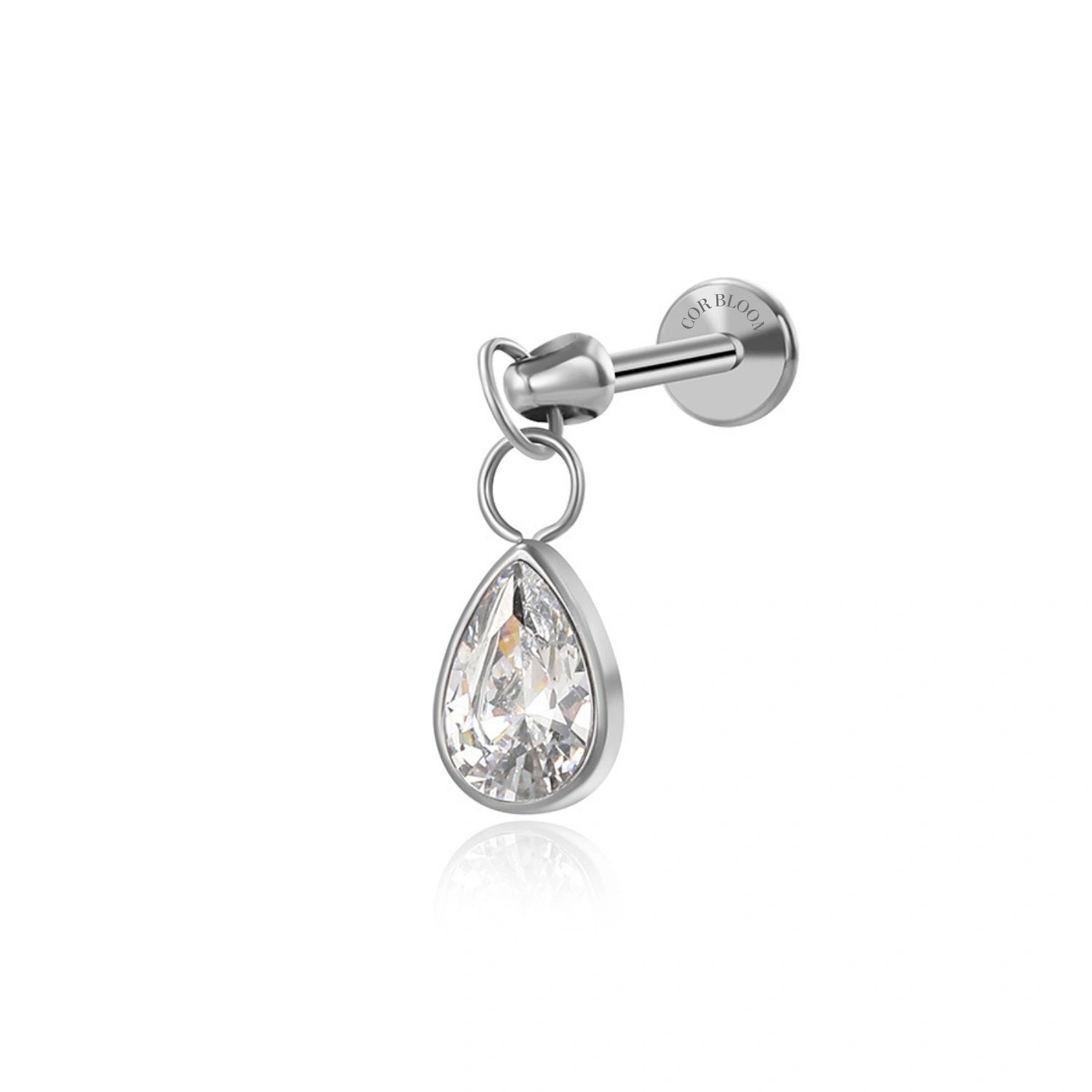 Titanium Crystal Waterdrop Flat Back Stud