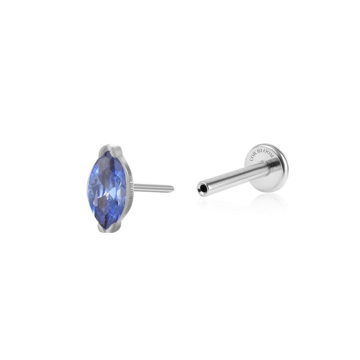 Titanium Elynn Tanzanite Marquise Flat Back Stud