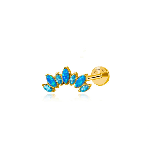 Titanium Blue Opal 7-Petal Crown Piercing Stud