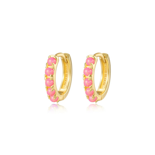 Yianna Pink Opal Hoop Earrings