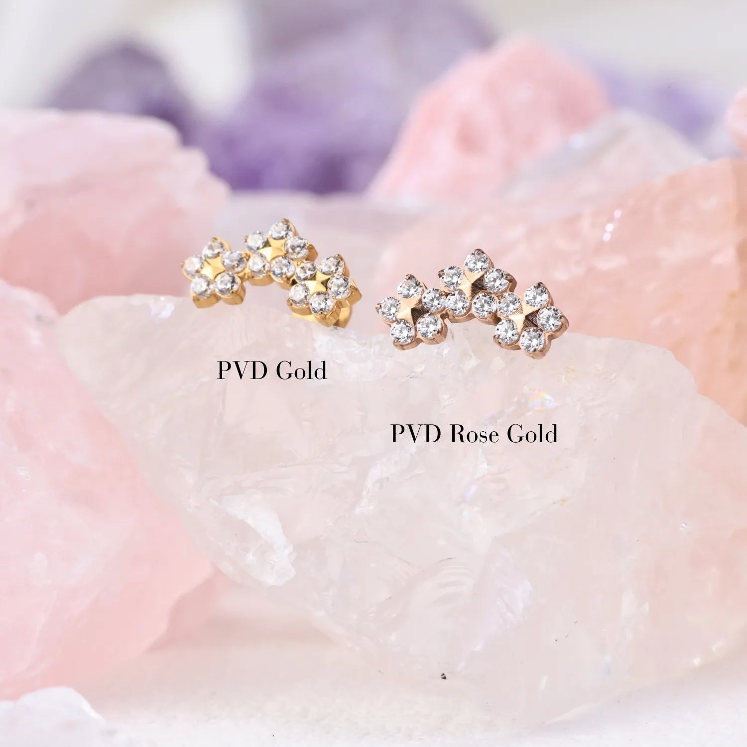 Titanium Cressida Trio Diamond Flower Piercing Stud