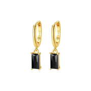 Amelia Black Baguette Hoop Earrings