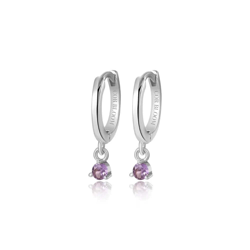 Elsa Amethyst Mini Bling Hoop Earrings