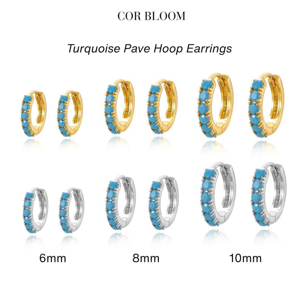 Hamera Pave Turquoise Hoop Earrings
