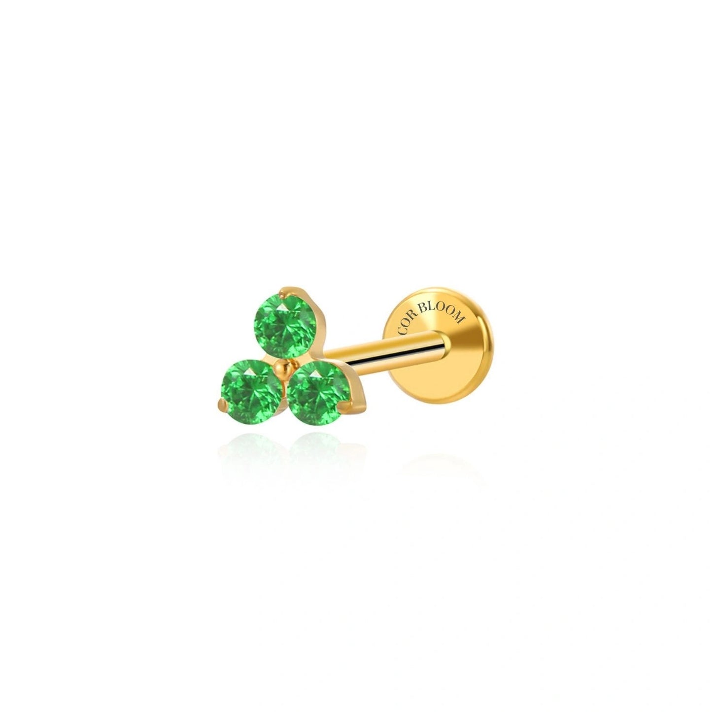 Titanium Mini Green Emerald Triangle Flat Back Stud