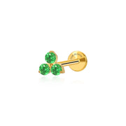 Titanium Mini Green Emerald Triangle Flat Back Stud