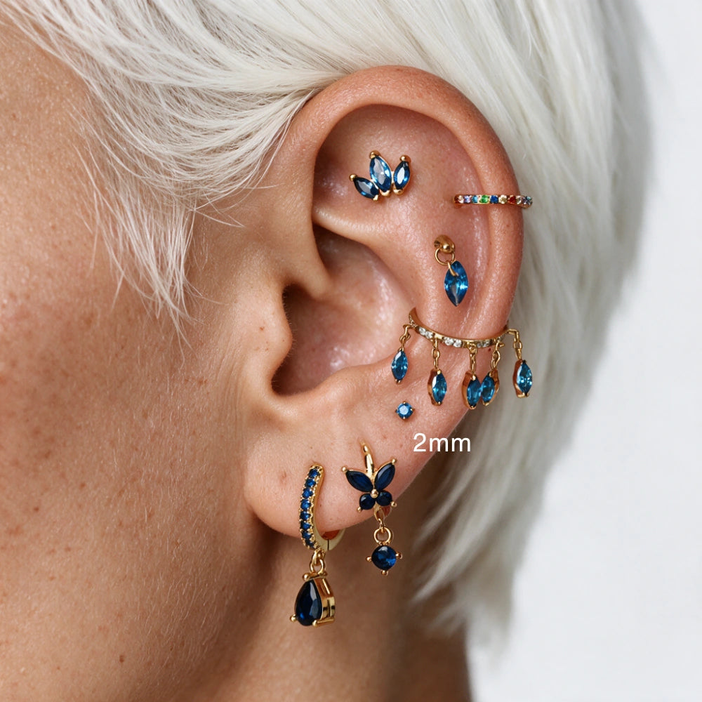 Titanium Eleni Multisize Blue Sapphire Stud (Threaded)