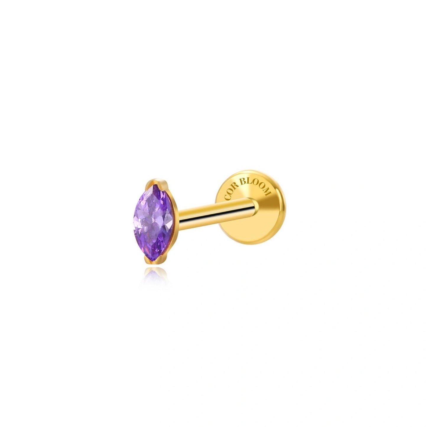 Titanium Elynn Purple Amethyst Marquise Flat Back