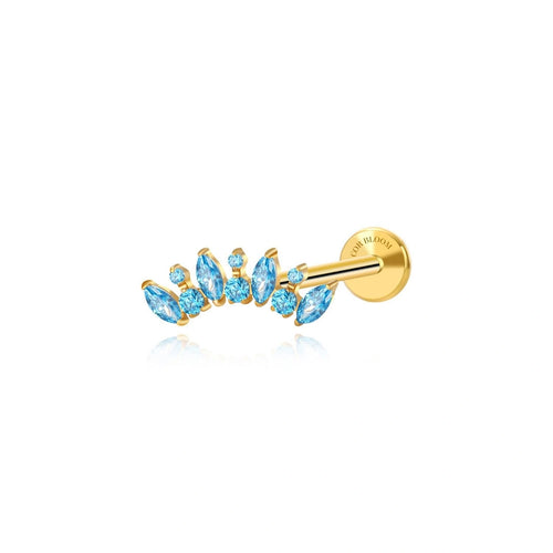 Titanium Eliora Aquamarine Crown Flat Back Stud