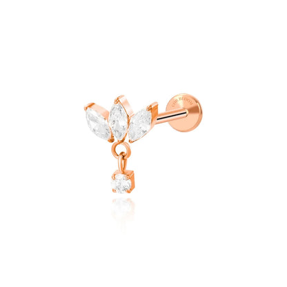 Titanium Trio Marquise Petal Flat Back Stud