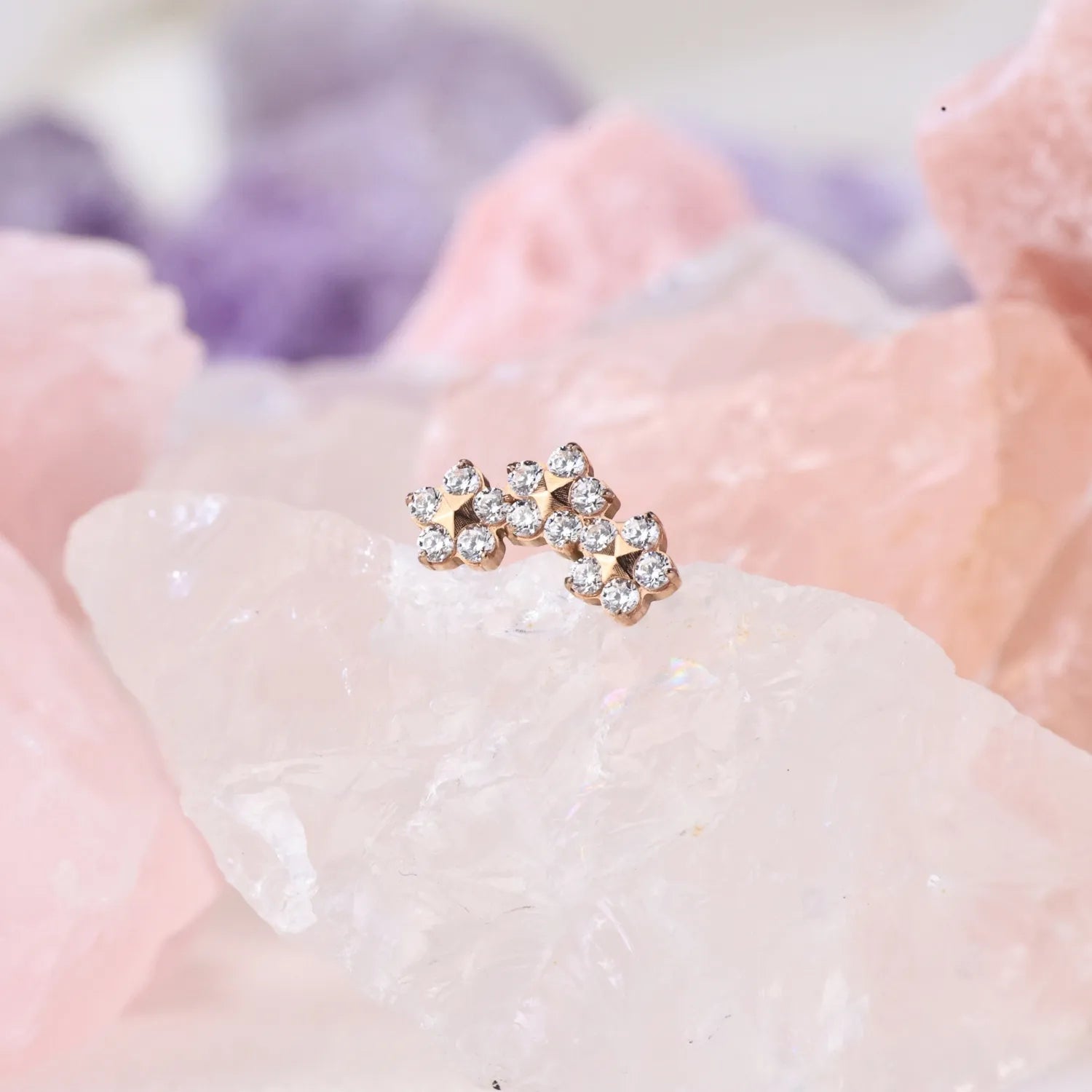 Titanium Cressida Trio Diamond Flower Piercing Stud
