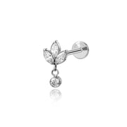 Titanium Trio Marquise CZ Dangle Piercing Stud