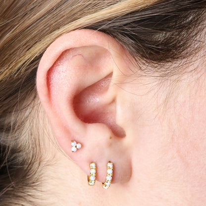 Titanium Mini White Opal Triangle Flat Back Stud