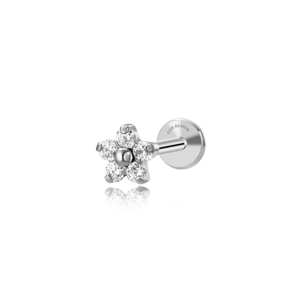 Titanium Dainty Little Diamond Flower Piercing Stud