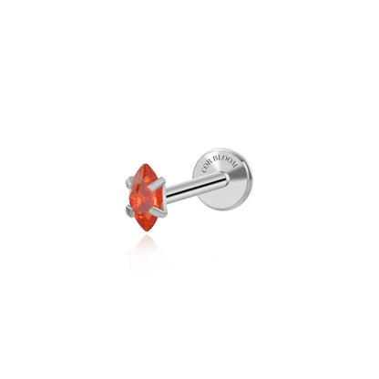 Titanium Small Red Garnet Marquise Flat Back Stud