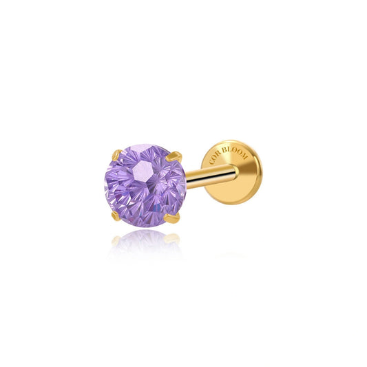 Titanium Firework Cut Purple Amethyst Piercing Stud