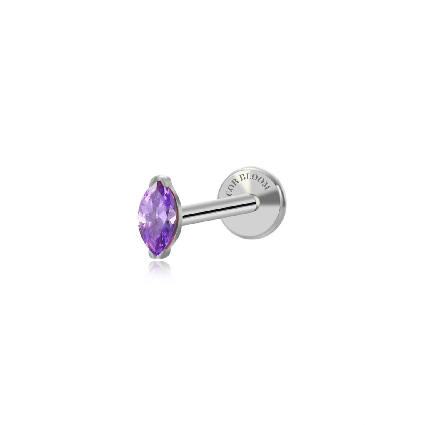 Titanium Elynn Purple Amethyst Marquise Flat Back