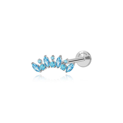 Titanium Eliora Aquamarine Crown Flat Back Stud