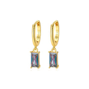 Amelia Dark Iridescent Baguette Hoop Earrings