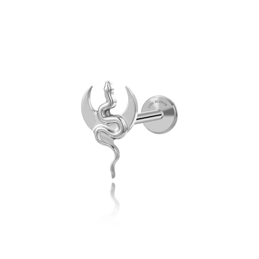 Titanium Serpent & Cresent Moon Piercing Stud
