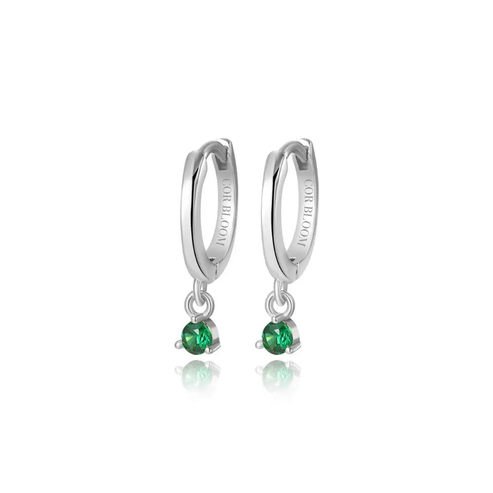 Elsa Green Emerald Mini Bling Hoop Earrings