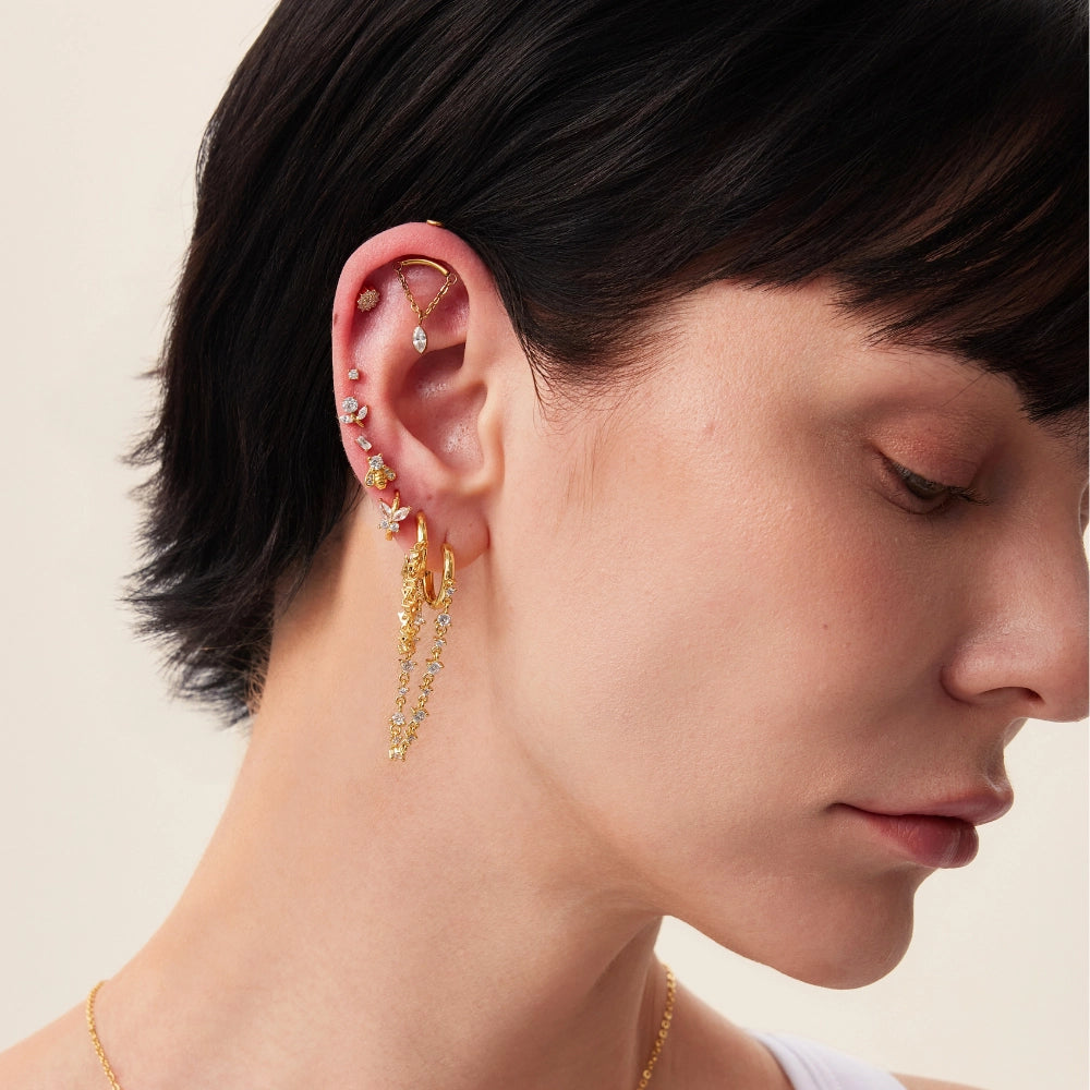 Titanium Gracelyn Crystal Spring Flower Flat Back Stud