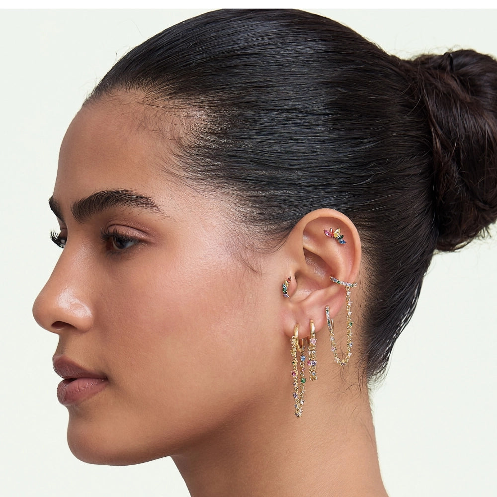 Abrielle Sparkling Chain Earring - Rainbow