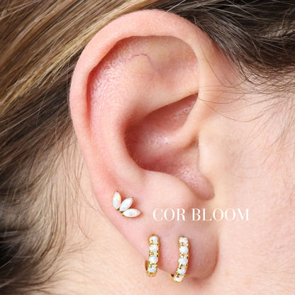 Titanium Kratos 3-Petal White Opal Stud
