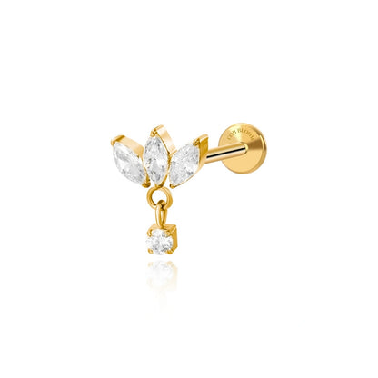 Titanium Trio Marquise Petal Flat Back Stud