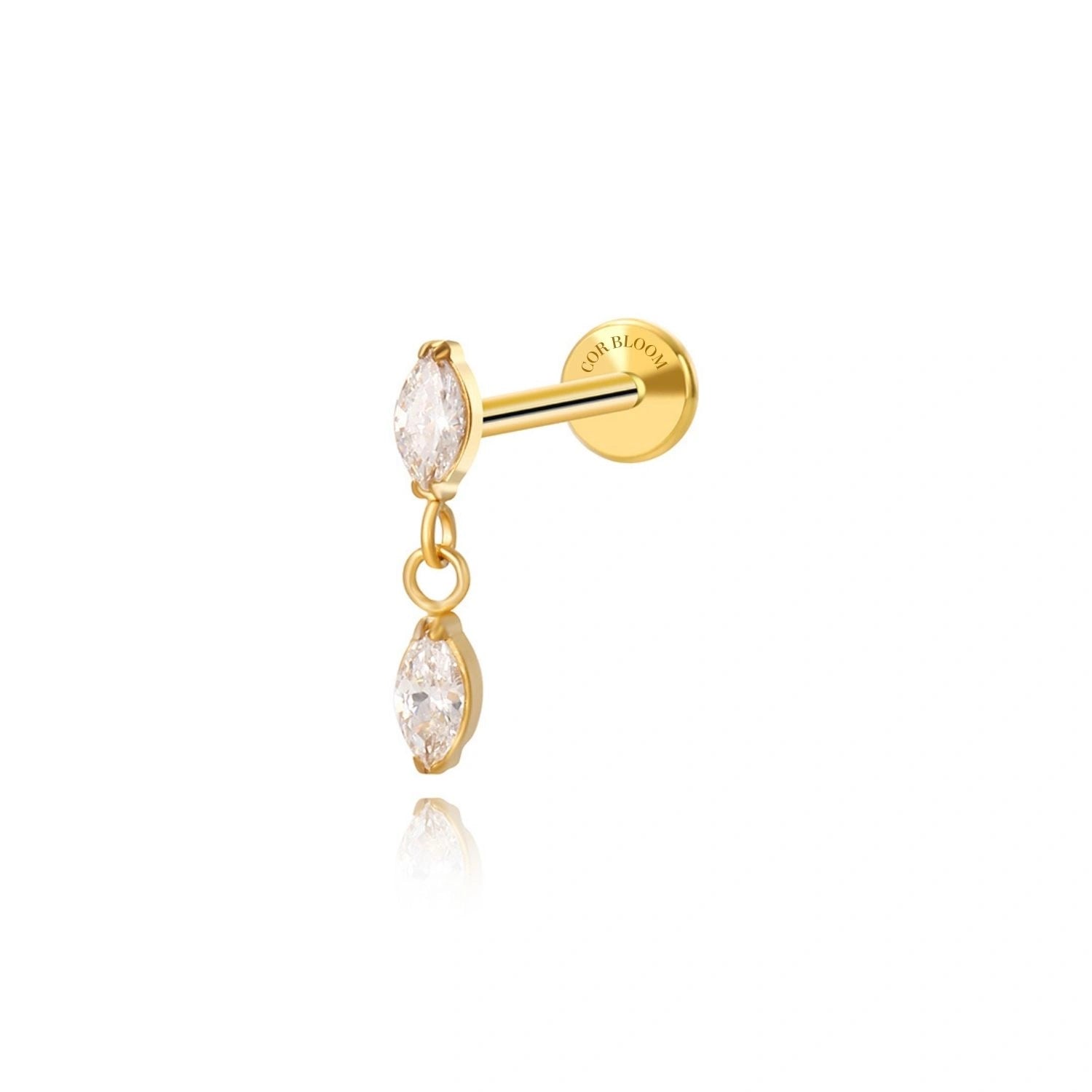 Titanium Annabelle Dangling Duo Marquise Flat Back Stud