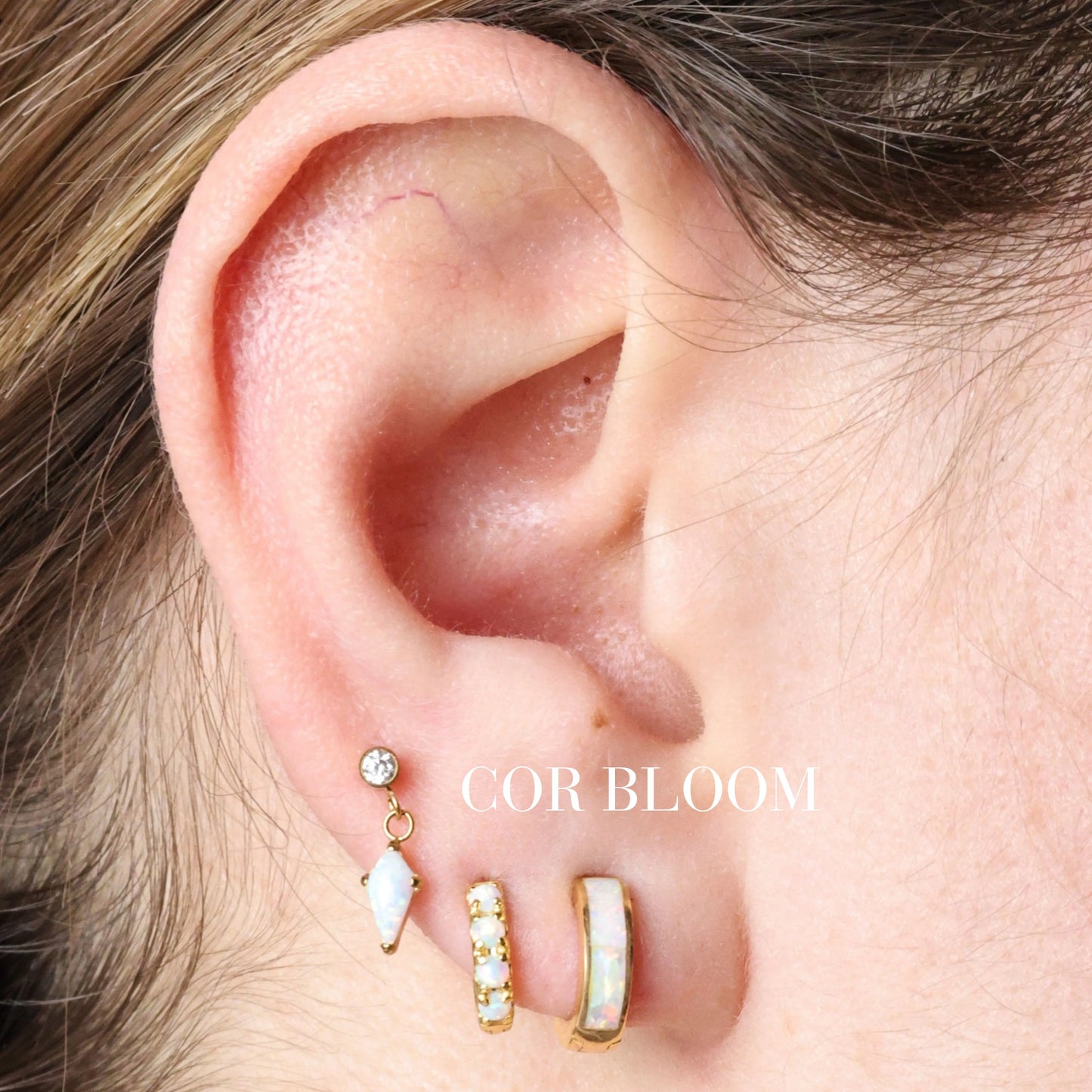Titanium Kehlani Precious White Opal Kite Push Pin Stud