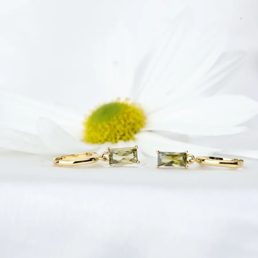 Amelia Peridot Baguette Hoop Earrings
