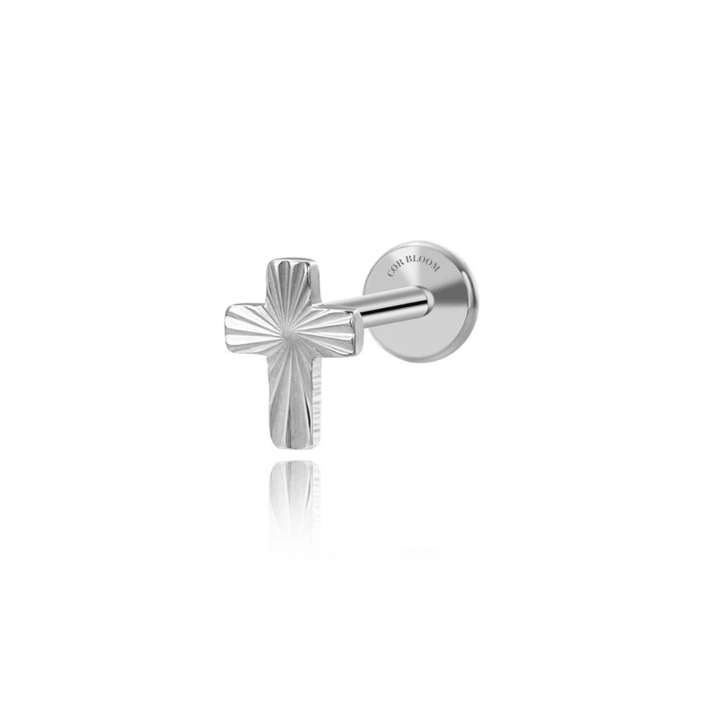 Solid Titanium Cross Piercing Earring